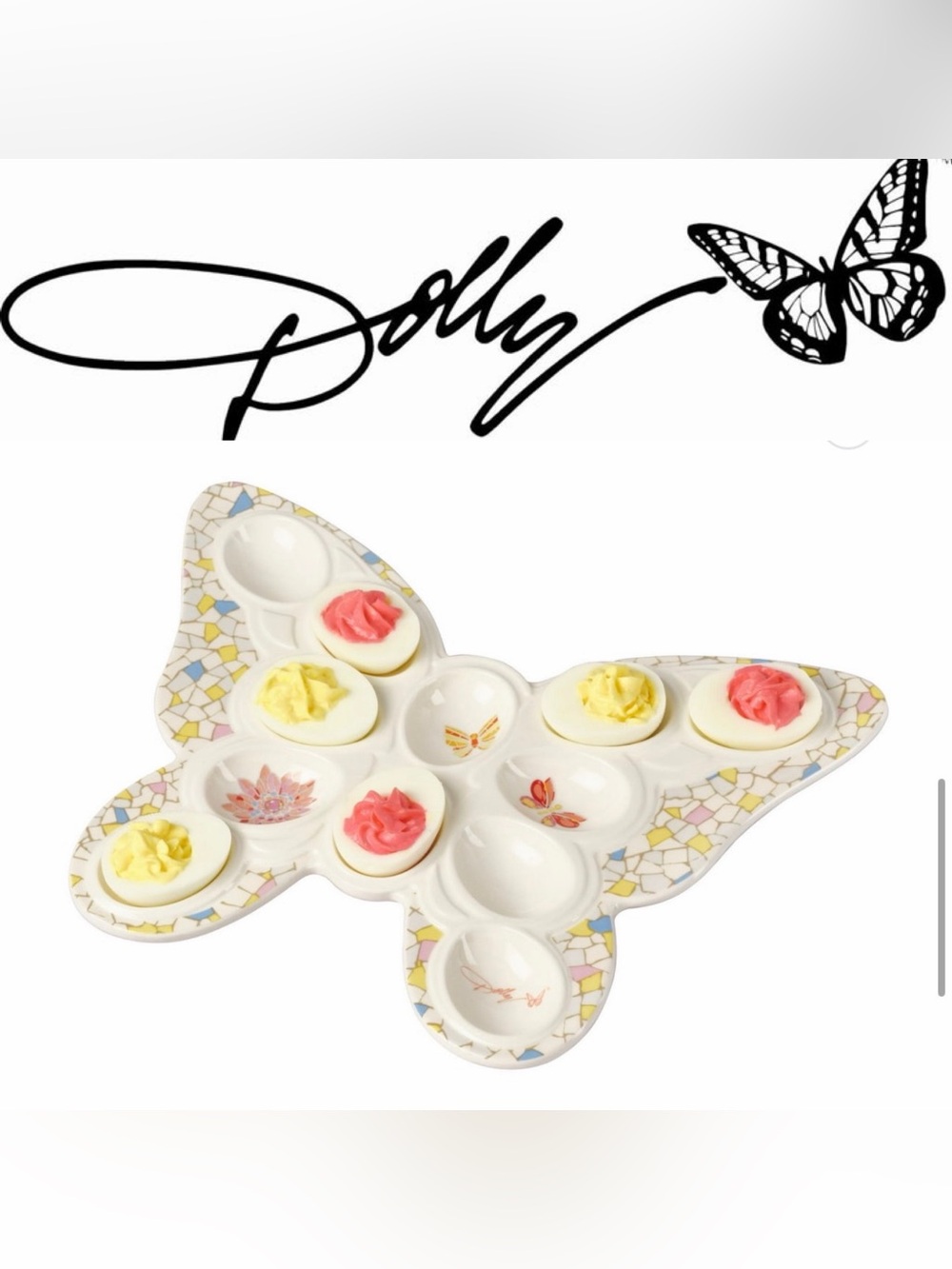 NWT DOLLY PARTON Butterfly and floral Deviled Egg Tray